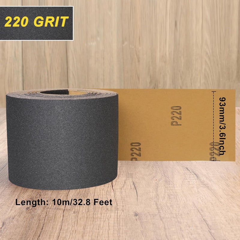 Shineboc 220 Grit Sandpaper Roll, 3-2/3" Wide 11 Yard Wet Dry Silicon Carbide Longboard Sand Paper for Automotive Metal Wood Sanding＆Polishing - Image 2